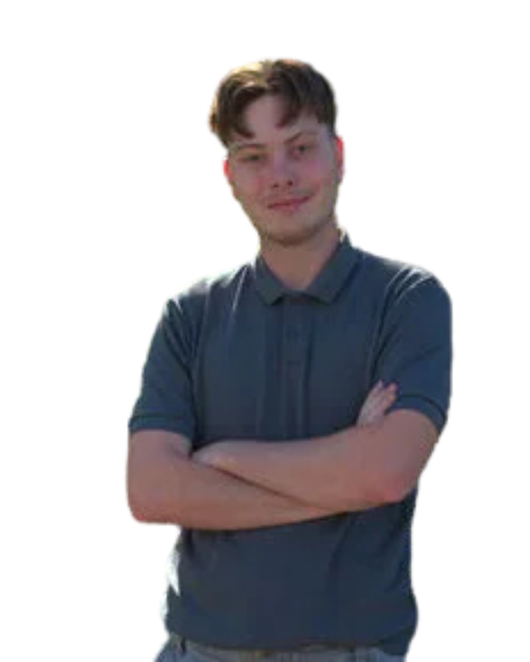 Modrá minimalistická ikona domečku s lupou, skrze lupu je vidět symbol dolaru.